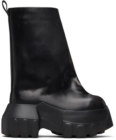 RICK OWENS BLACK TEMPLE FLARED MEGA TRACTOR BOOTS
