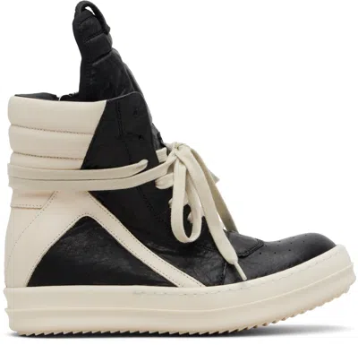 Rick Owens Black Temple Geobasket Sneakers In Multi