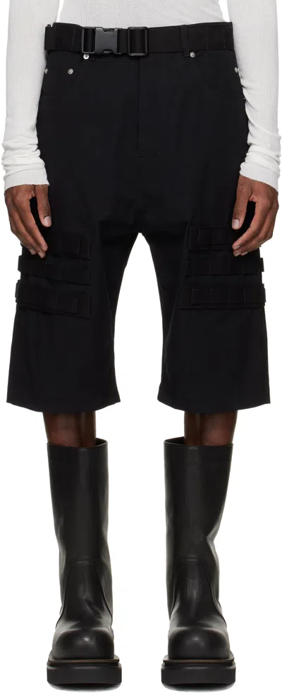 Rick Owens Black Temple Geth Cargo Shorts