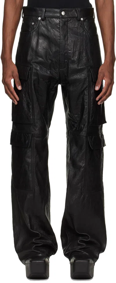 Rick Owens Black Temple Geth Leather Cargo Pants