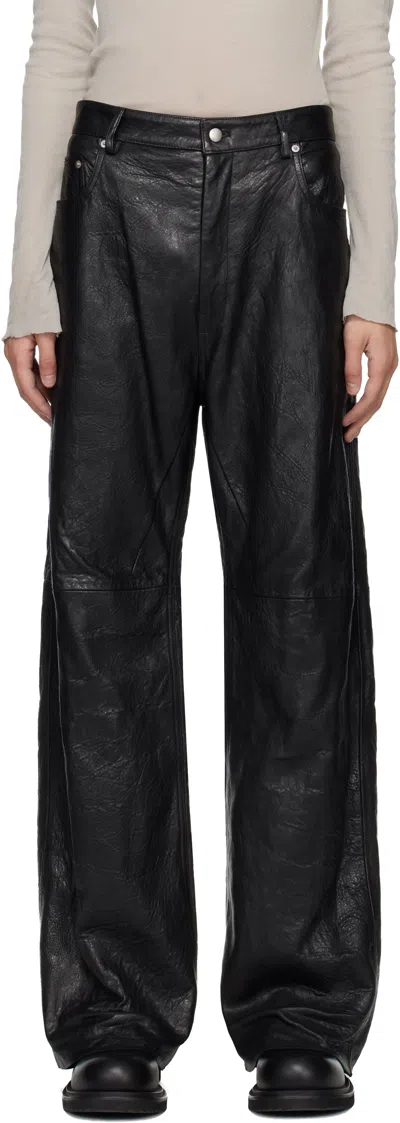 Rick Owens Black Temple Geth Leather Pants