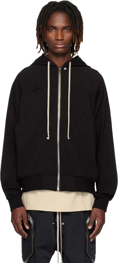 Rick Owens Black Temple Heavy Jersey Windbreaker Hoodie