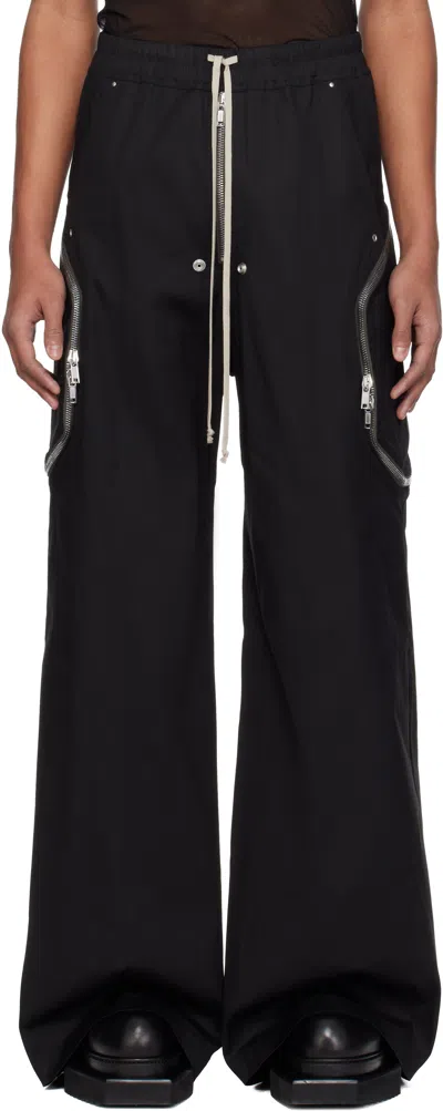 RICK OWENS BLACK TEMPLE HEIZER BELAS CARGO PANTS