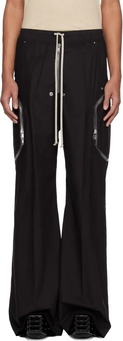 RICK OWENS BLACK TEMPLE HEIZER BELAS CARGO PANTS