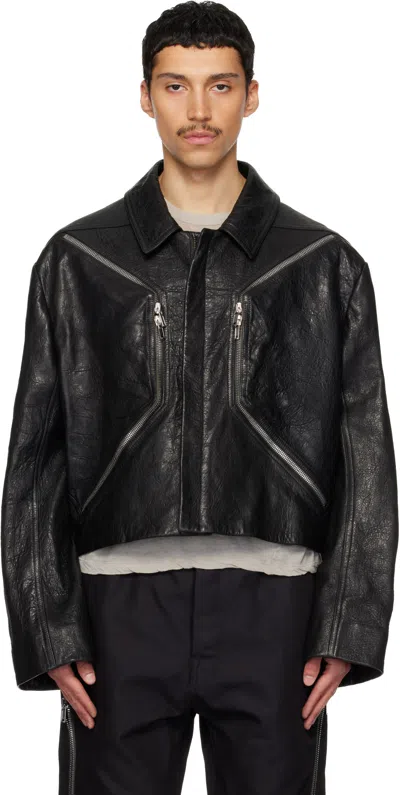 Rick Owens Black Temple Heizer Mac Leather Jacket