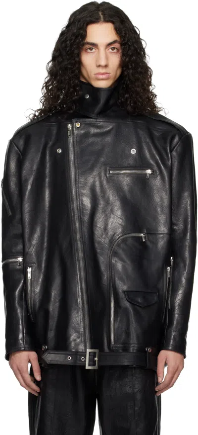 Rick Owens Jumbo Bauhaus Stooges Oversized Leather Jacket In Black