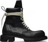 Rick Owens Low Army Black Ankle Boots With Decorative Oversize Laces And Lug Sole In Leather Man In Black