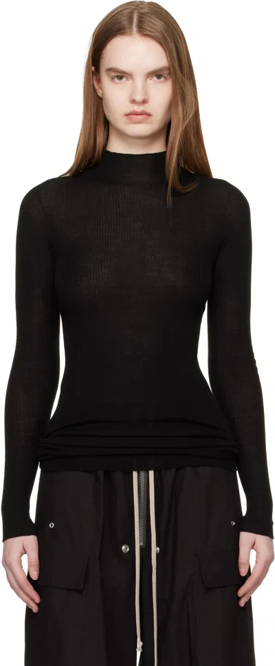 Rick Owens Black Temple Ls Turtle Sweater