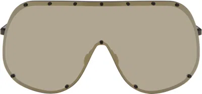 Rick Owens Black Temple Mask Sunglasses In Brown