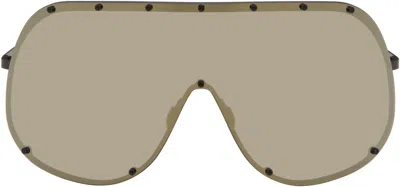 Rick Owens Black Temple Mask Sunglasses In Brown