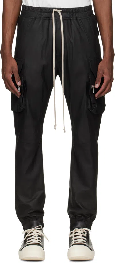 Rick Owens Black Temple Mastodon Leather Cargo Pants