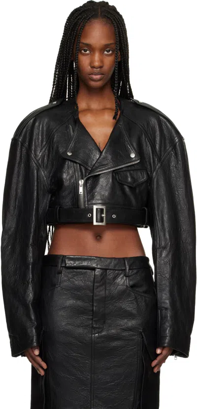 Rick Owens Reimagined Leather Jacket With Adjustable Belt In Black