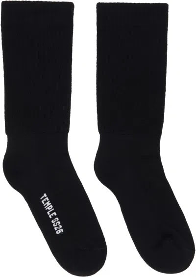 Rick Owens Black Temple Mid Calf Socks In Multi