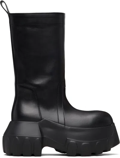 Rick Owens Black Temple Pull On Mega Tractor Boots