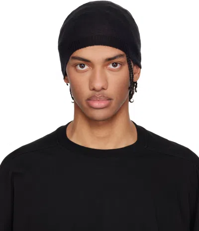 Rick Owens Black Temple Rasato Knit Beanie