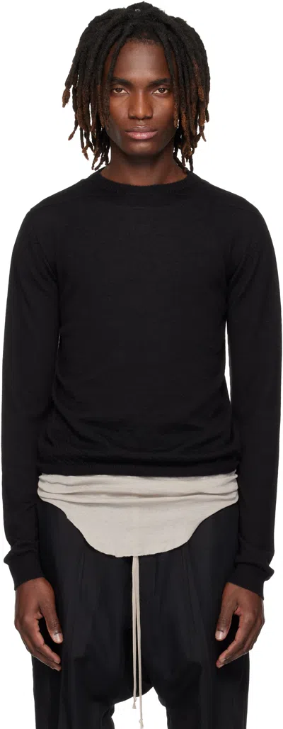 Rick Owens Black Temple Rasato Knit Cropped Biker Sweater