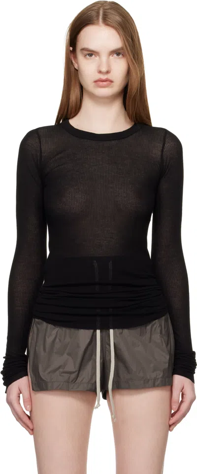 Rick Owens Black Temple Rib Ls T-shirt