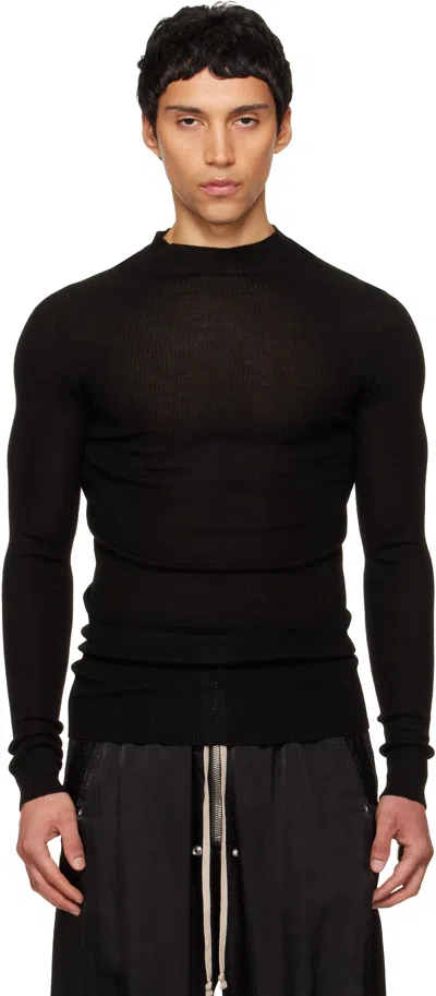 Rick Owens Black Temple Ribbed Tabard Turtleneck