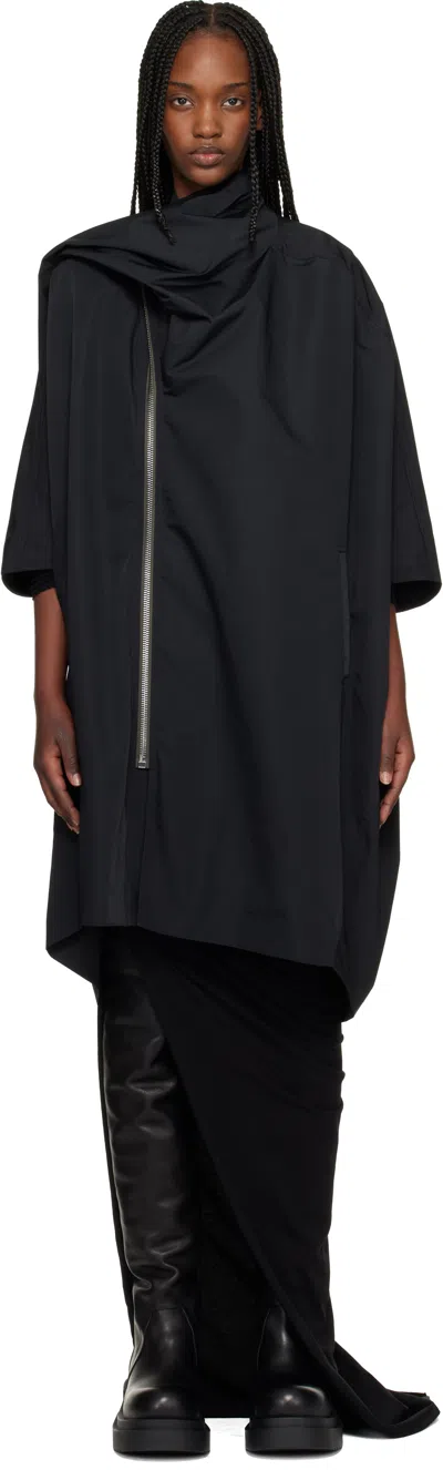 Rick Owens Black Temple Sail Biker Coat