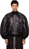 Rick Owens Black Tower Secchia Flight Leather Bomber Jacket In Black