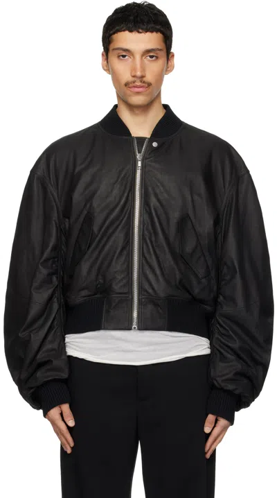 Rick Owens Black Temple Secchia Flight Jacket