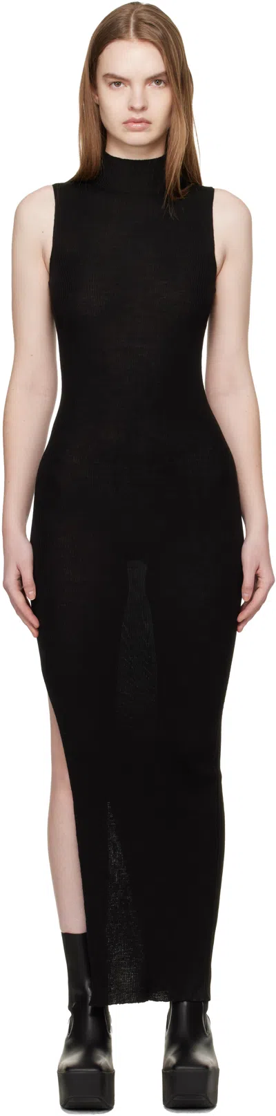 Rick Owens Black Temple Sl Turtle Midi Dress