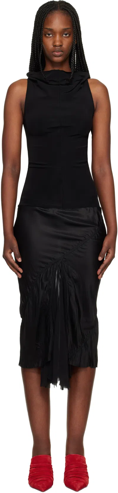 Rick Owens Black Temple Sliced Midi Dress