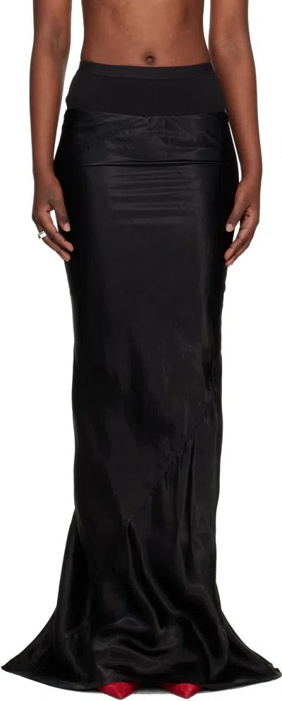 Rick Owens Black Temple Slim Long Coda Maxi Skirt
