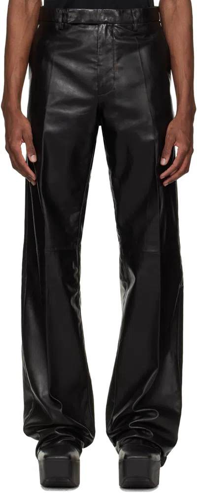 Rick Owens Black Temple Tailored Dietrich Leather Pants