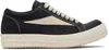 Rick Owens Women Black Low Top Sneakers With Contrasting Stitching In Leather Woman In Multi
