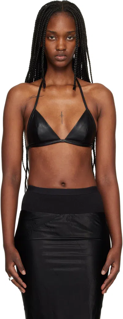 Rick Owens Black Temple Waxy Lamb Leather Bra