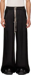 Rick Owens Heizer Belas Wide-leg Cotton-blend Poplin Drawstring Cargo Trousers In Black