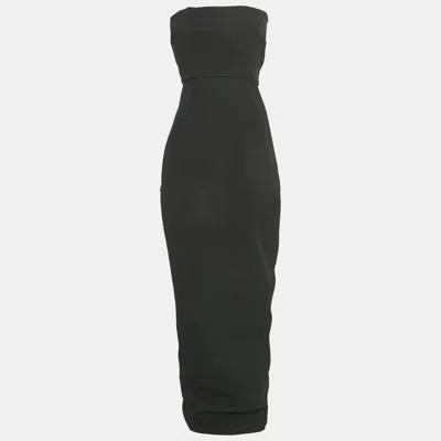 Pre-owned Rick Owens Black Textured Cotton Blend Off-shoulder Maxi Dress L