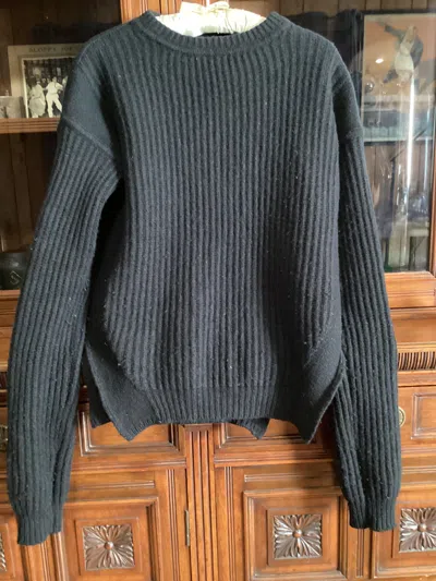 Pre-owned Rick Owens Black Thick Wool Knit Black Pullover Size S