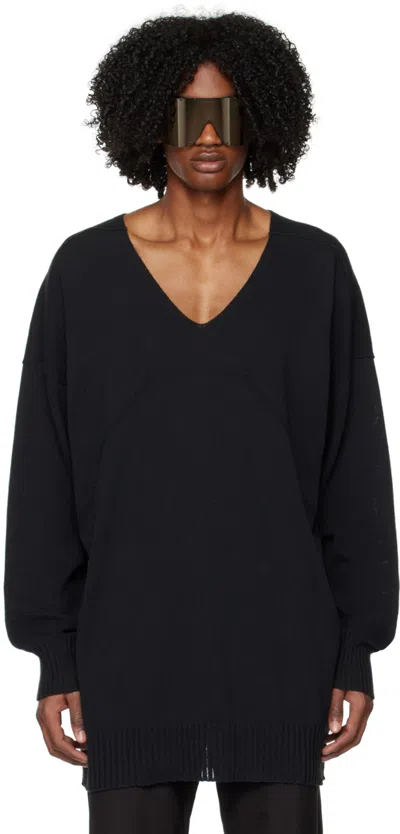 Rick Owens Men's Maglia Tommy V Neck Sweater In 09 Black