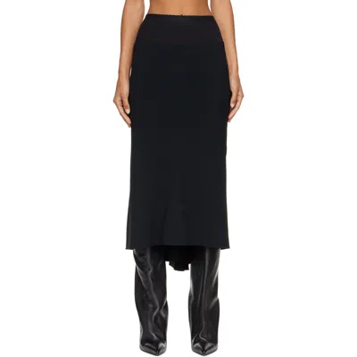 Rick Owens Black Tower A Line Bias Midi Skirt In 09 Black