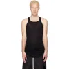 Rick Owens Black Tower Basic Rib Tank Top In Black