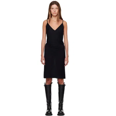 Rick Owens Black Tower Bia Slip Midi Dress In 09 Black