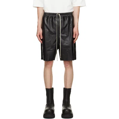 Rick Owens Black Tower Boxers Leather Shorts