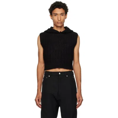 Rick Owens Black Tower Cropped Hooded Tank Top