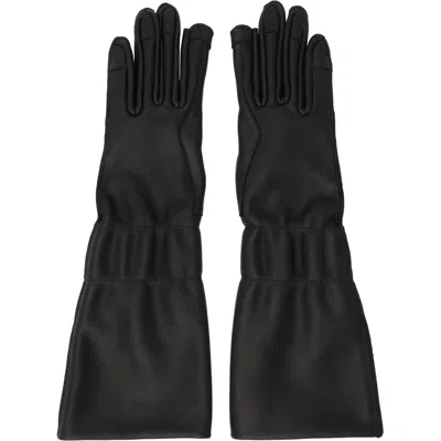 Rick Owens Black Tower Cuffed Gloves In 09 Black