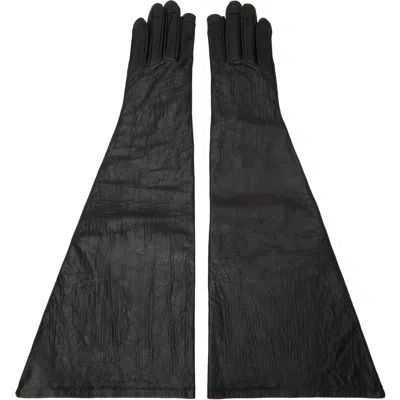 Rick Owens Black Tower Cuffed Long Gloves
