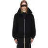 Rick Owens Black Rain Bomber Jacket With High Neck And Functional Pockets In Black