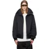 Rick Owens Black Rain Bomber Jacket With High Neck And Functional Pockets In Black