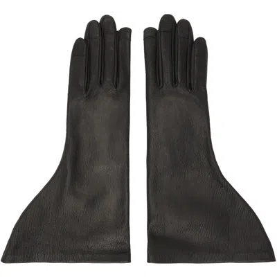 Rick Owens Black Tower Flared Gloves In 09 Black