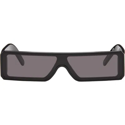 Rick Owens Mens Black Gethshades Rectangular-frame Acetate Sunglasses