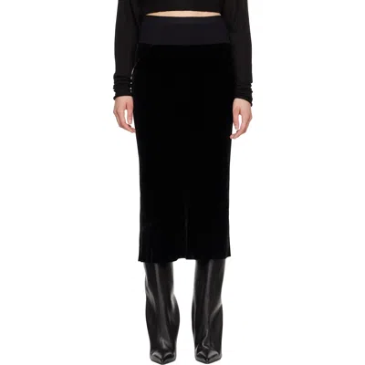 Rick Owens Black Tower Knee Bias Midi Skirt