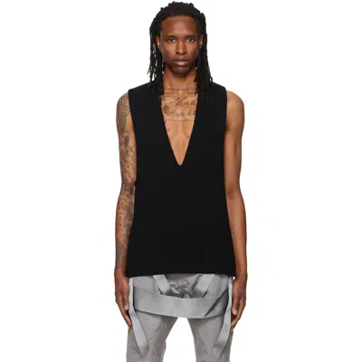 Rick Owens Black Tower Knit V Tank Top