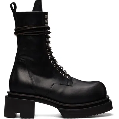Rick Owens Black Tower Lace Up Bogun Boots