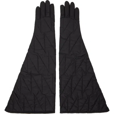 Rick Owens Black Tower Long Gloves In 09 Black